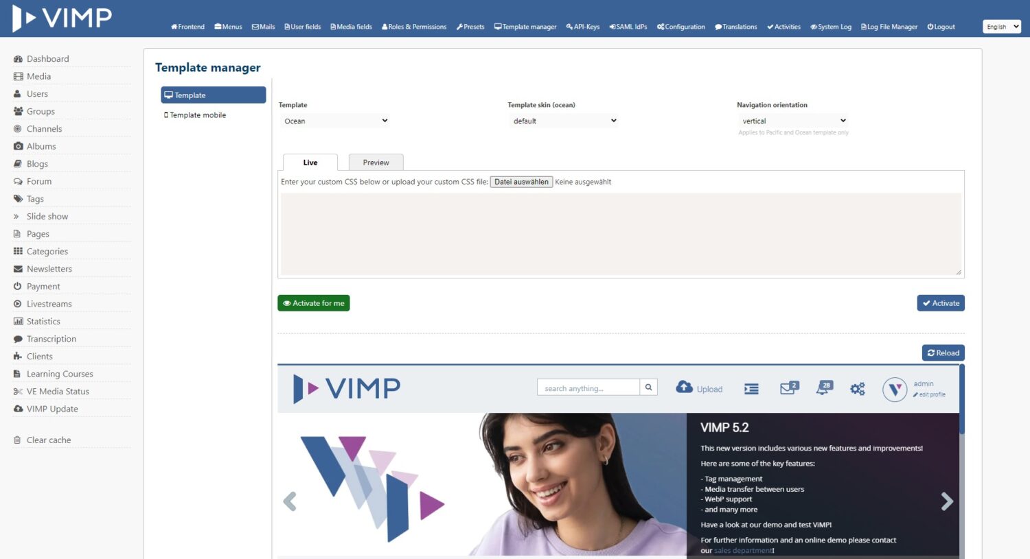 The most important innovations in VIMP 5.2