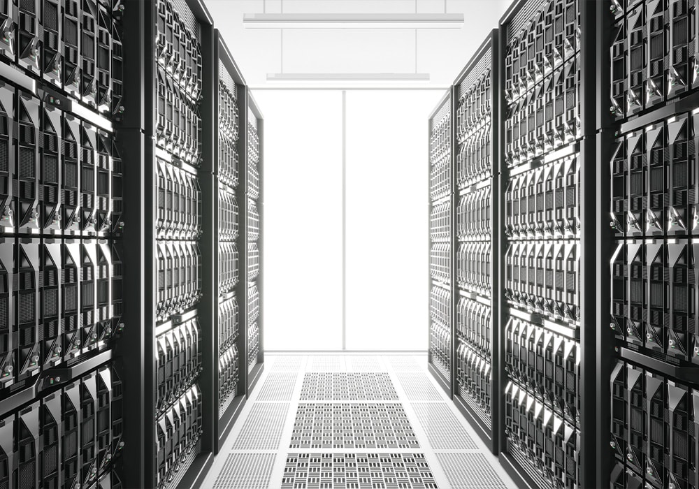 Server racks in a modern data centre