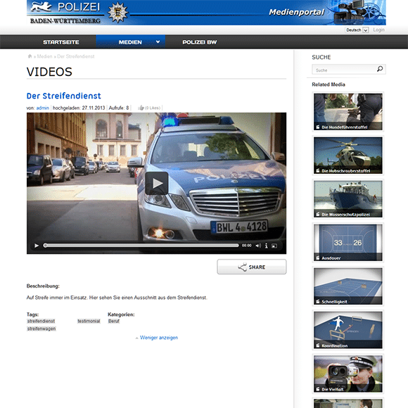 Media portal of the Police BW