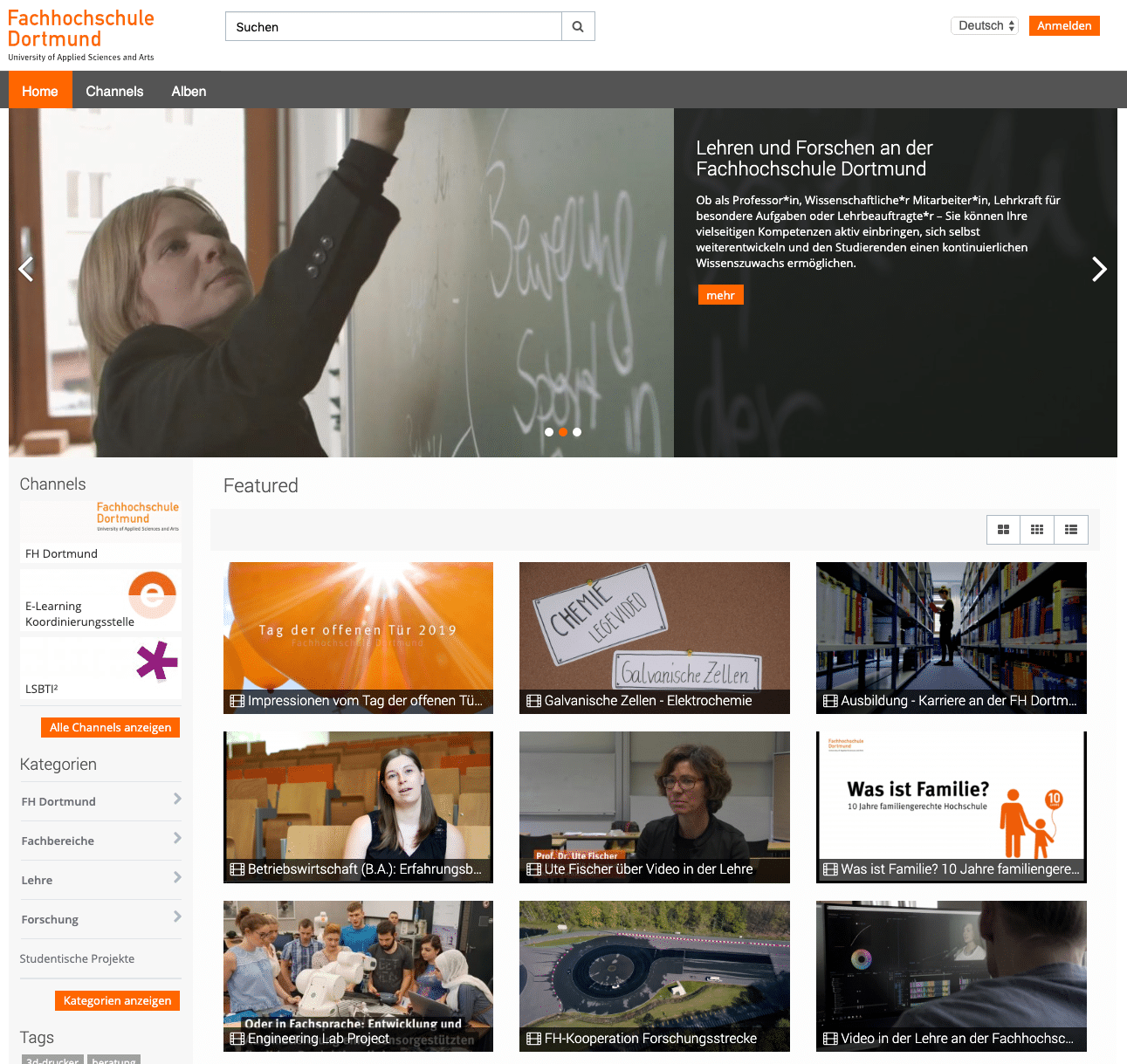 VIMP Videoplattform der Referenz Dortmund University of Applied Sciences and Arts