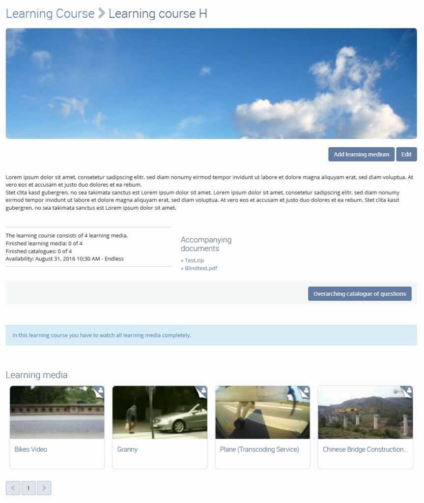 VIMP E-Learning Lernkursseite